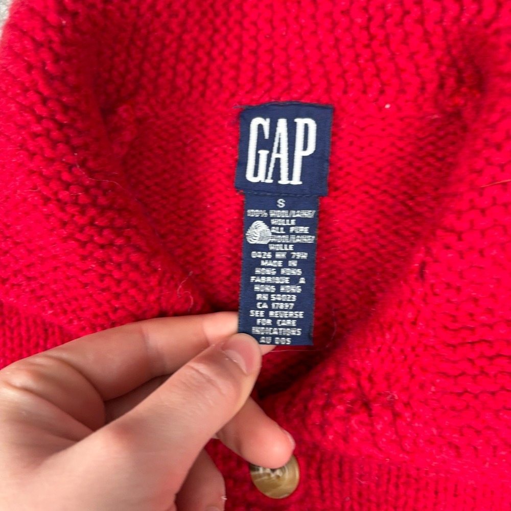 Gap Cardigan Sweater Womens S Red Wool Vintage Skiing Ice Skating Knit Button Up - Picture 5 of 9
